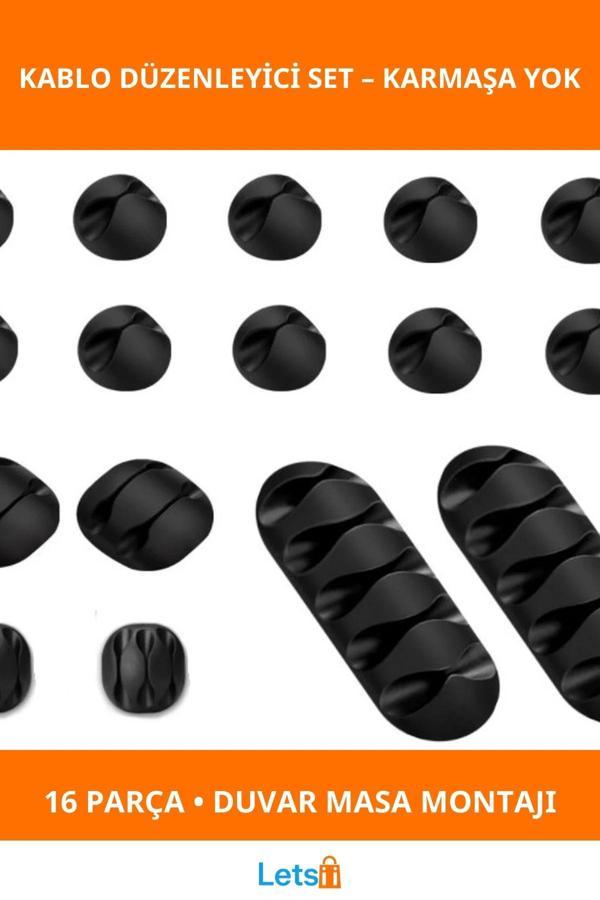 Kablo Düzenleyici Silikon 16 Parça Set Ev Ofis Kullanımı - Image 1
