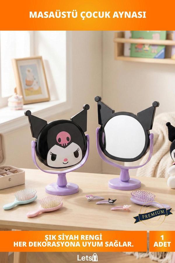 Çocuk Odası Masaüstü Aynası Siyah 25x17 cm Şık Dekoratif - Image 1