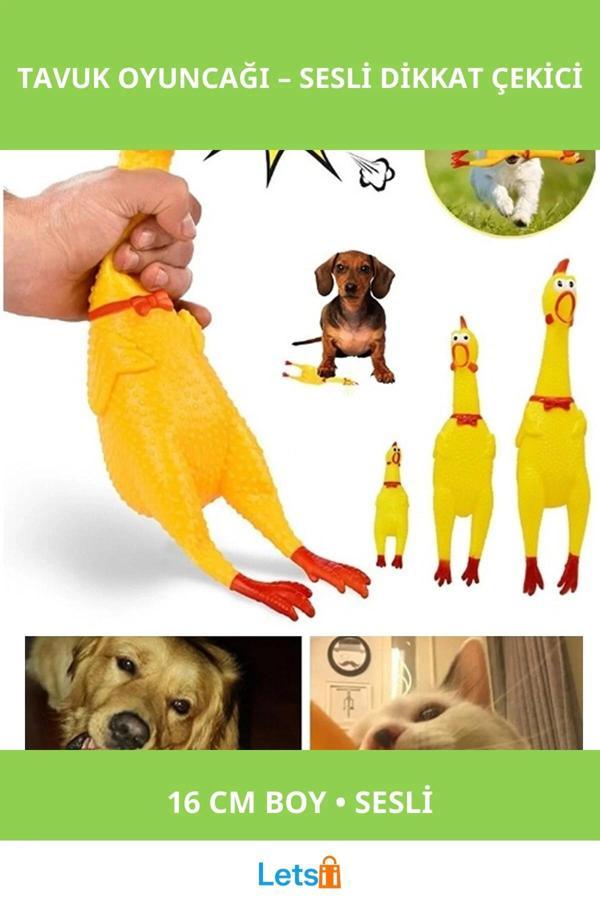 Ses Çıkaran Eğlenceli Tavuk Kedi Köpek Oyuncağı 16 cm - Image 1