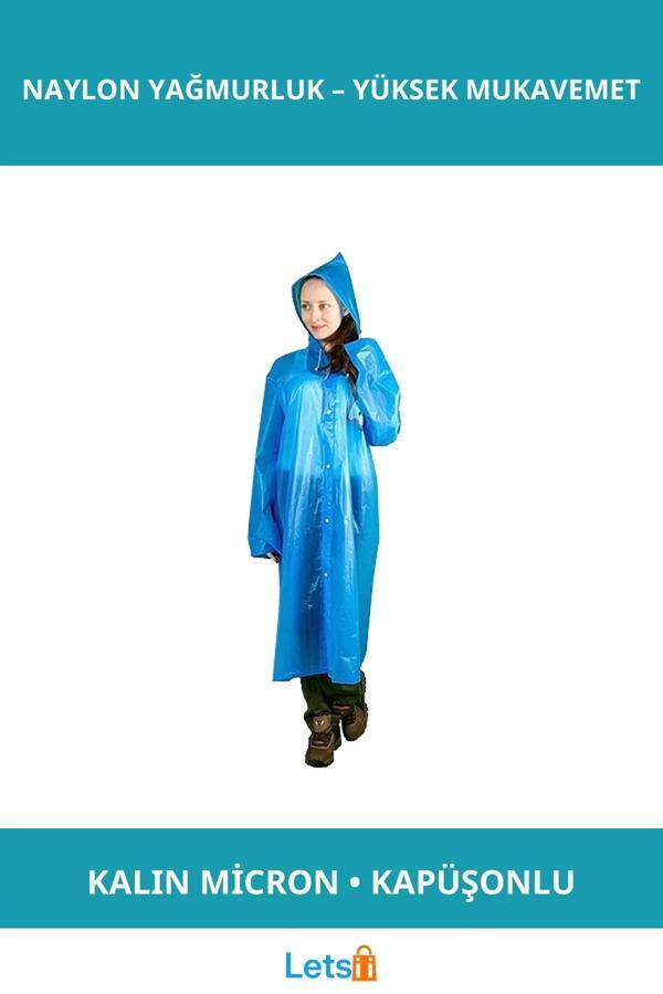 Su Geçirmez Mavi Kalın Naylon Yağmurluk - Image 1