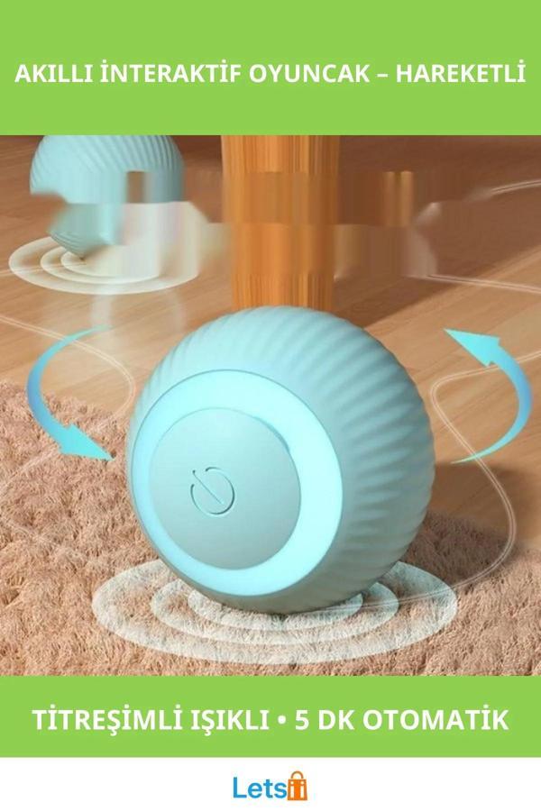 Akıllı İnteraktif Kedi Oyuncak Topu Işıklı Titreşimli Hareket Sensörlü - Image 1
