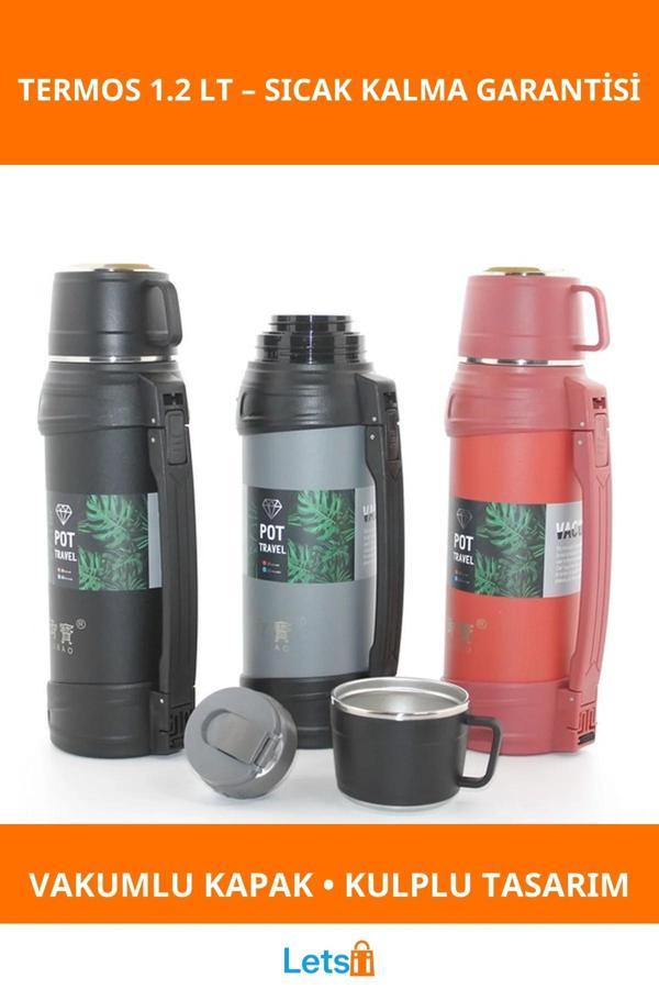 Paslanmaz Çelik Çift Katmanlı Termos 1.2 Lt Sıcak Soğuk İçecek - Image 1