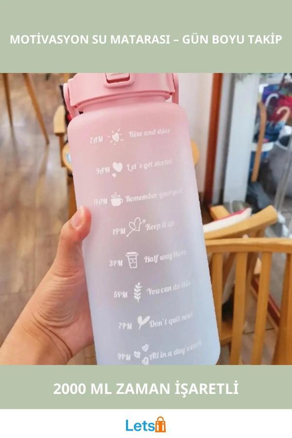 2 Litre Günlük Motivasyon Su Matarası İlham Verici Tasarım - Image 1