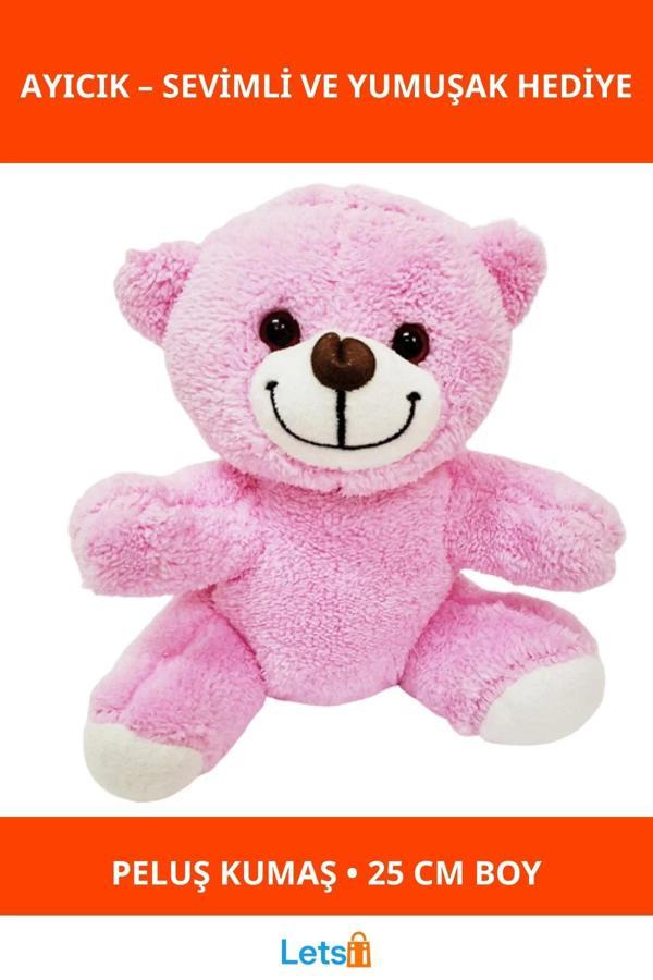 Pembe Yumuşak Peluş Ayıcık 25 cm Sevimli Oyuncak - Image 1