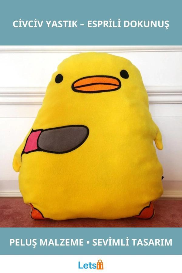 Esprili Belalı Civciv Yastık 40cm Dekoratif Hediyelik - Image 1