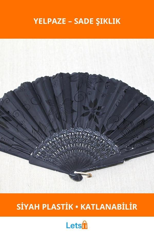 Katlanabilir Hafif Plastik Siyah Yelpaze Zarif Aksesuar - Image 1
