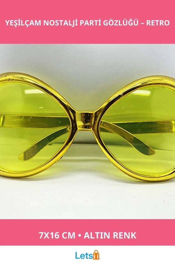 Altın Renk Yeşilçam Nostalji Parti Gözlüğü 7x16 cm - Image 1