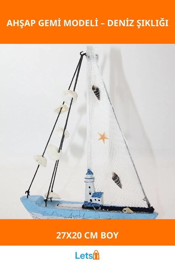 Marin Ahşap Gemi 27x20 cm Şık Dekoratif Aksesuar - Image 1