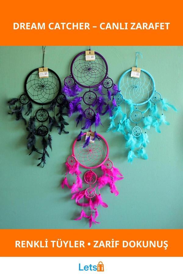 Rüya Kapanı Enerjik Tüyli Dekoratif Dream Catcher - Image 1