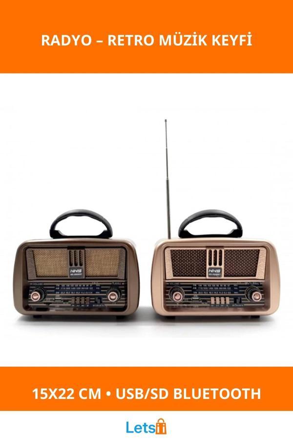 Klasik Taşınabilir Nostaljik Radyo USB SD Kart Bluetooth Güneş Enerjili - Image 1