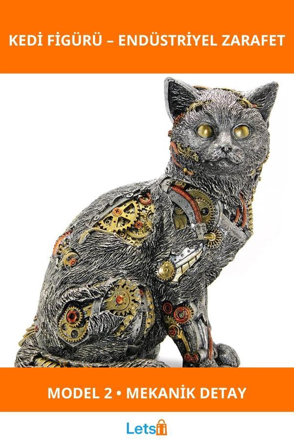 Steampunk Tasarımlı Polyester Kedi Figürü Model 2 - Image 1