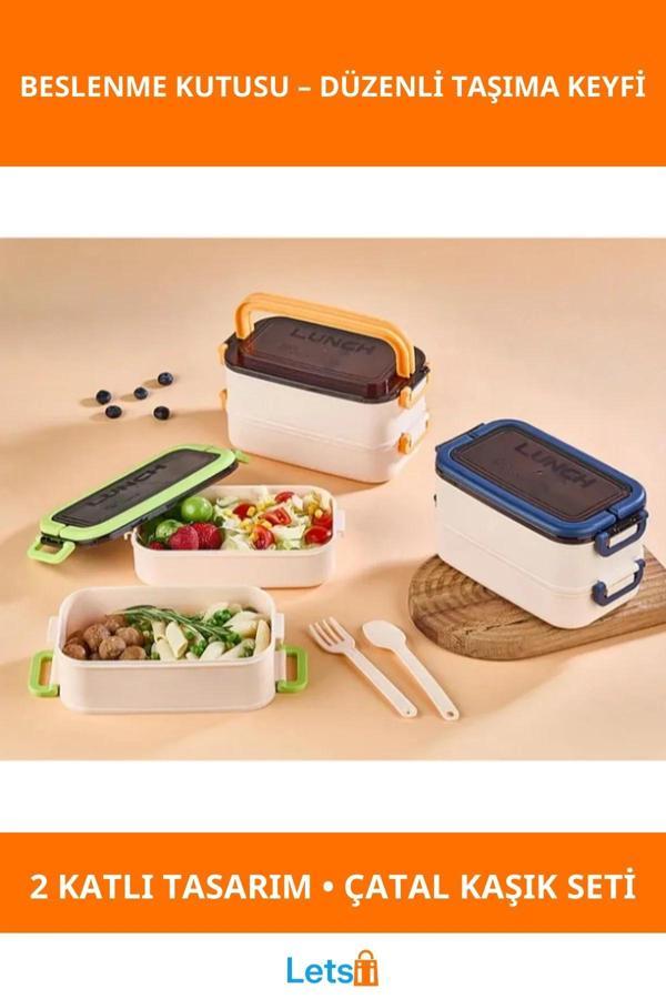 İki Katlı Pratik Beslenme Kutusu Taşıma ve Saklama Çözümü - Image 1