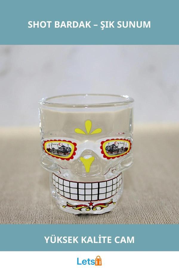 İstanbul Temalı Estetik Kurukafa Cam Shot Bardak - Image 1