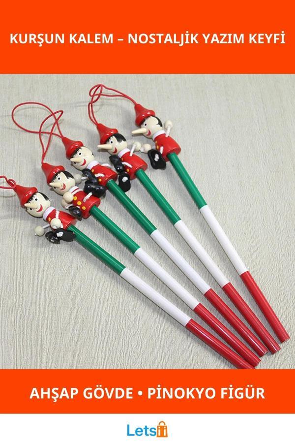 Renkli Ahşap Pinokyo Figürlü Kurşun Kalem - Image 1