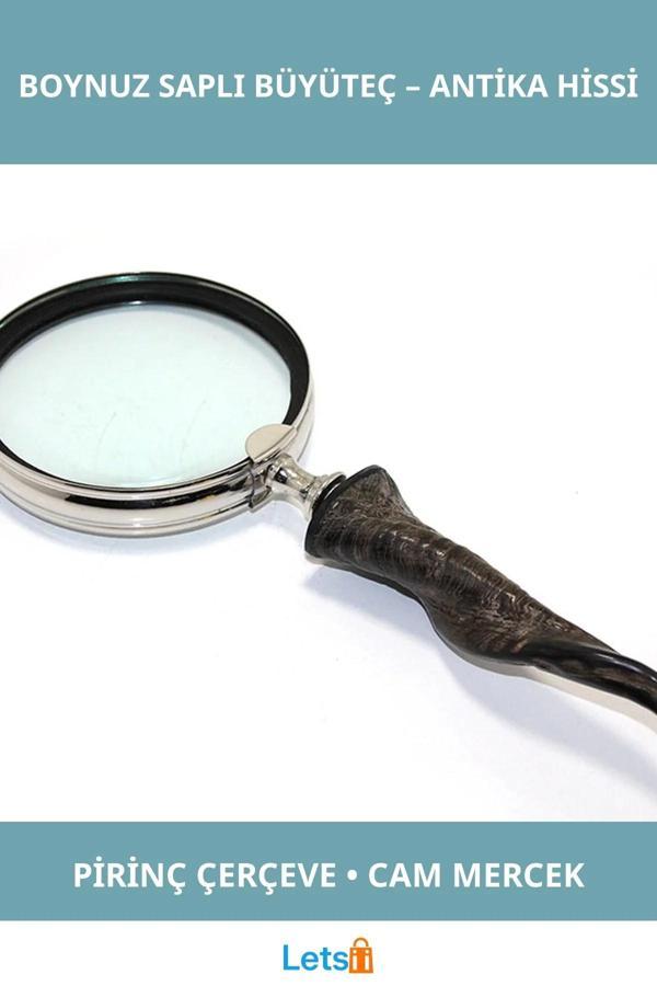 Nostaljik Pirinç Boynuz Saplı Şık Büyüteç - Image 1