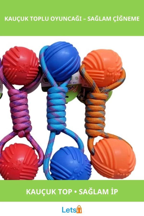 Dayanıklı Kauçuk Toplu Eğlenceli Köpek Oyuncağı Çiğneme ve Fırlatma İçi İp - Image 1