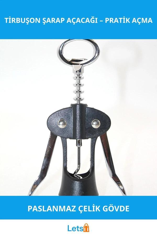 Paslanmaz Çelik Ergonomik Şarap Açacağı Pratik Kullanım - Image 1