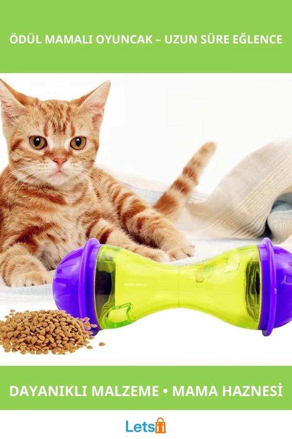 İnteraktif Kedi Ödül Mamalı Eğlenceli Oyuncak Mor Yeşil - Image 1