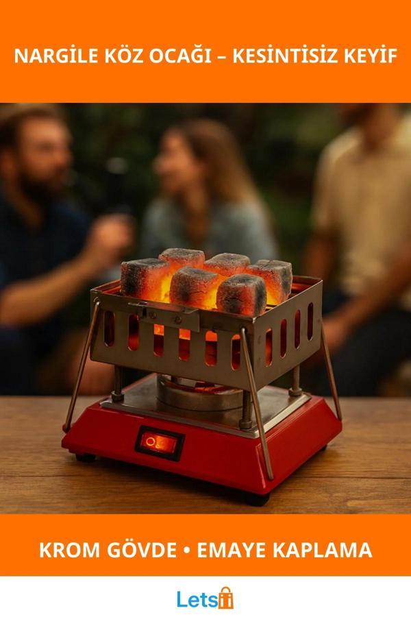 Dayanıklı Kare Krom Elektrikli Nargile Köz Ocağı - Image 1