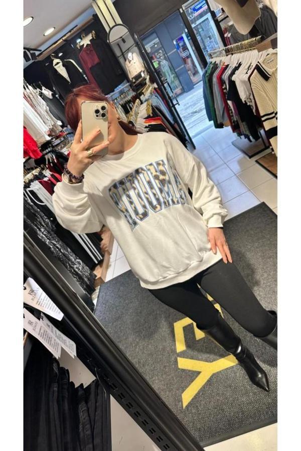 Ziley QUZU LEOPAR NAKIŞ AMOUR BASKILI SWEAT - Image 1