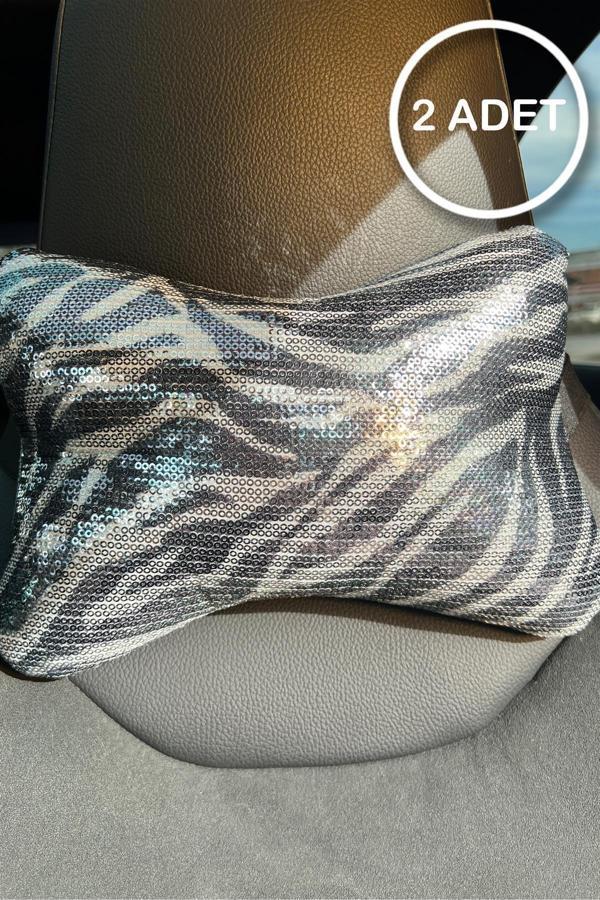 Tasarım Arabam Atike Elif Akın Pullu Zebra Boyun Yastığı 2 Adet - Image 1