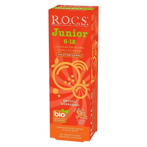 Rocs Junior 6-12 Yaş Meyveli Gökkuşağı Tadında Florürsüz Çocuk Diş Macunu 60 ml - Image 1