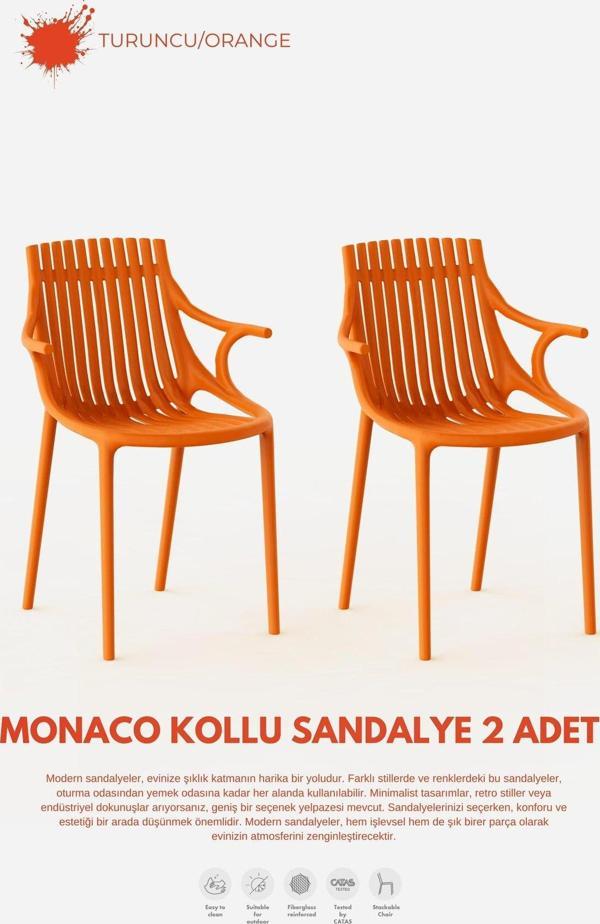 MONAKO KOLLU  LÜX CAFE &  RESTAURANT  SANDALYESİ 2 Li Set - Image 1