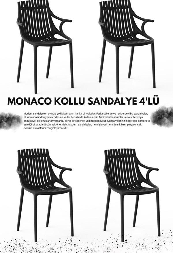 MONAKO KOLLU  LÜX CAFE &  RESTAURANT  SANDALYESİ 4 Lü Set - Image 1