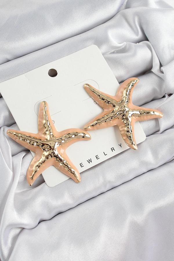 Pirinç Krem Deniz Yıldızı Kadın Küpe - Image 1