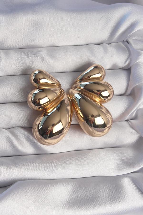 Pirinç Renk İri Bombeli Küpe - Image 1