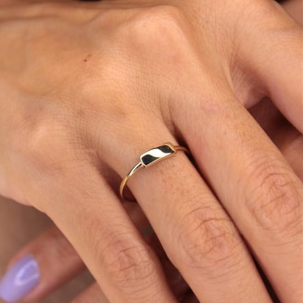 Gümüş Yüzük - Radiant Kesim Gümüş Yüzük-925 Ayar Gümüş Kişiselleştirilebilir Harf Yazılabilen Yüzük - Image 1