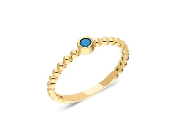 925 Ayar Sarı Gümüş Yüzük-0.20 Ct Firuze Güverseli Tek Taş Gümüş Yüzük-Hediye Kadın Gümüş Yüzük - Image 1