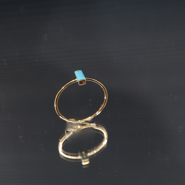 Gümüş Tektaş Yüzük-Firuze(Turkuaz) Baget Tektaş Yüzük - Image 1