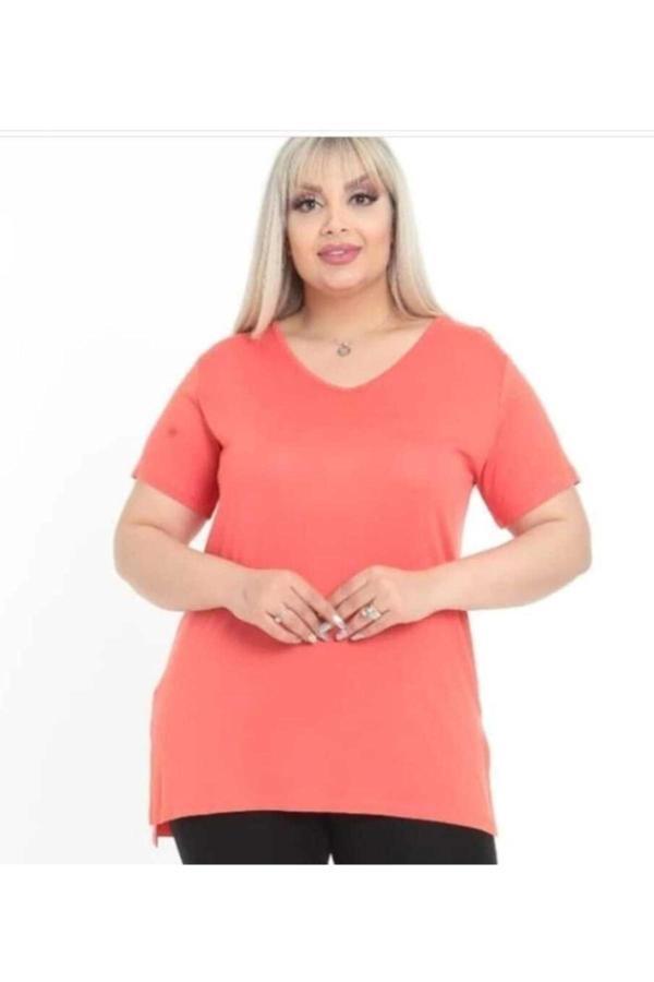 Kadın Büyük Beden Narçiçeği V Yaka Bluz - Image 1