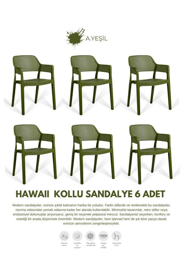 Daim Plastik Hawaii Kollu Bahçe Sandalyesi 6 Lı Set - Image 1