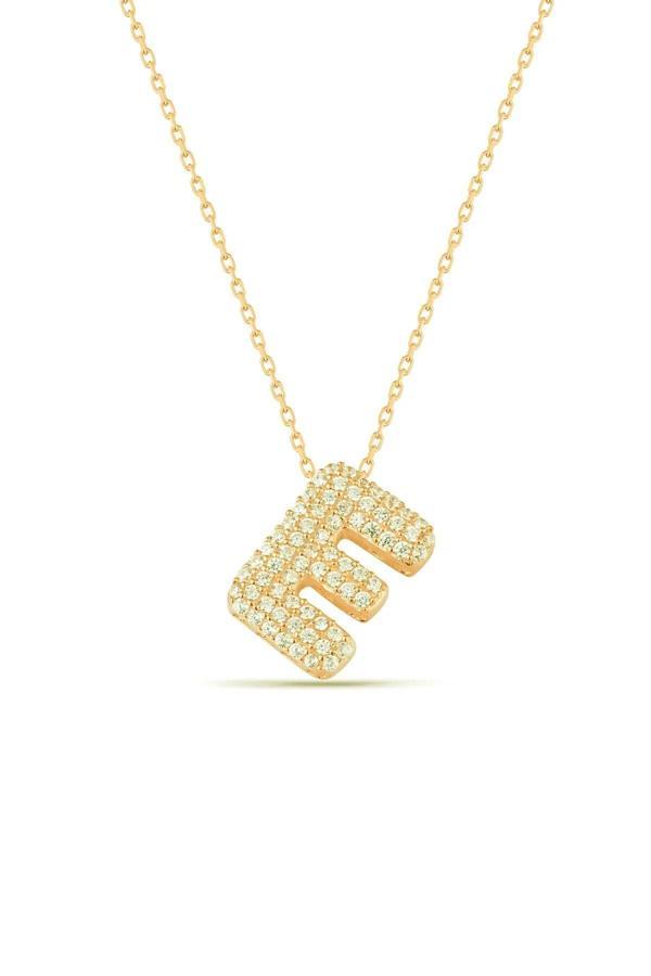 Karem Jewellery Zirkon Taşlı E Harfi Kolye Gold Kaplama Kadın - Image 1
