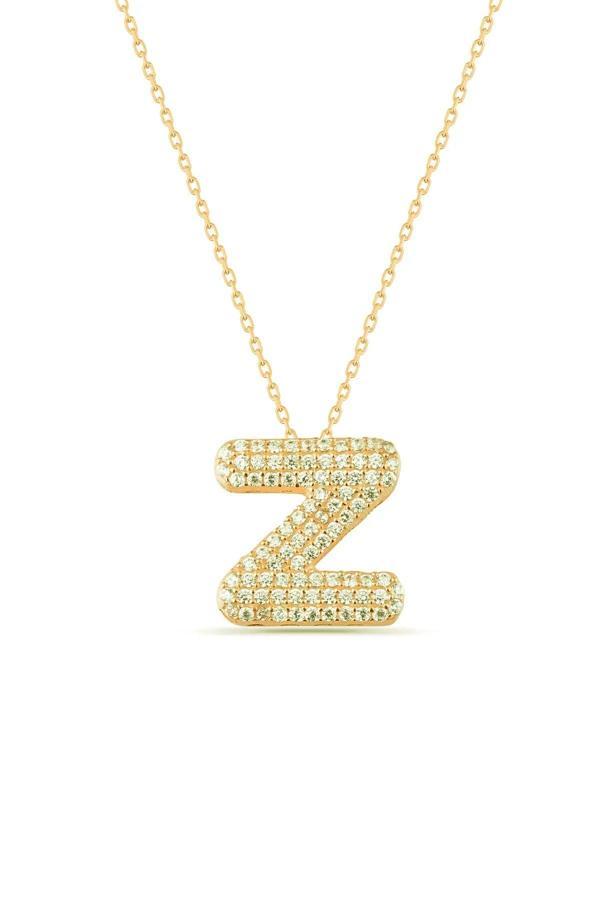 Karem Jewellery Zirkon Taşlı Z Harfi Kolye Gold Kaplama Kadın - Image 1