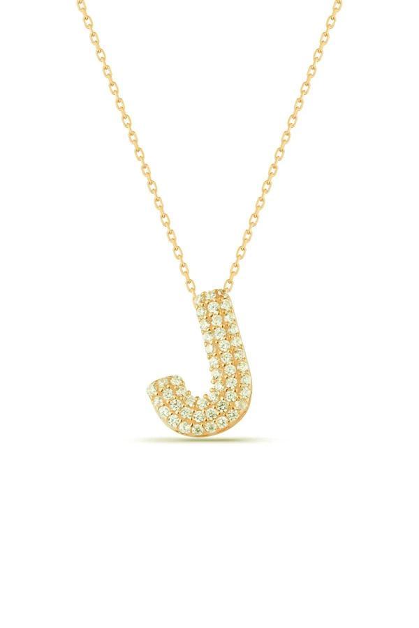 Karem Jewellery Zirkon Taşlı J Harfi Kolye Gold Kaplama Kadın - Image 1