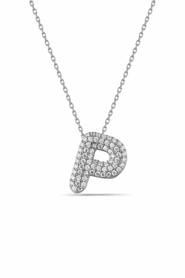 Karem Jewellery Zirkon Taşlı P Harfi Kolye Gümüş Kaplama Kadın - Image 1