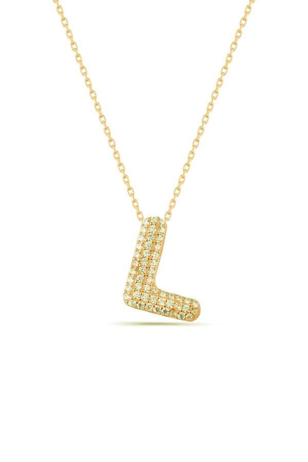 Karem Jewellery Zirkon Taşlı L Harfi Kolye Gold Kaplama Kadın - Image 1