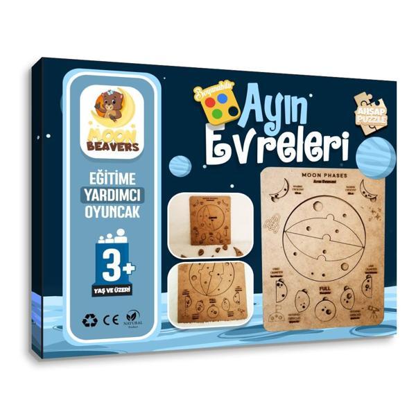 Ayın Evreleri Puzzle - İngilizce ve Türkçe - Eğitici Oyuncak - 3 Yaş ve Üzeri Eğitime Yardımcı Oyuncak - Image 1