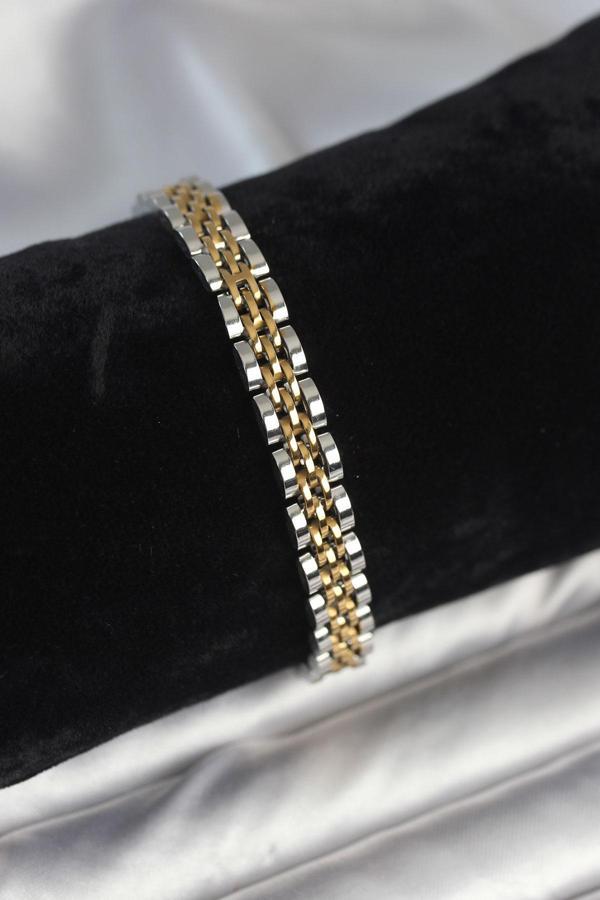 Bakımlı Erkek için Alaca Çelik 7MM Kalınlıkta Künye Bileklik - Image 1