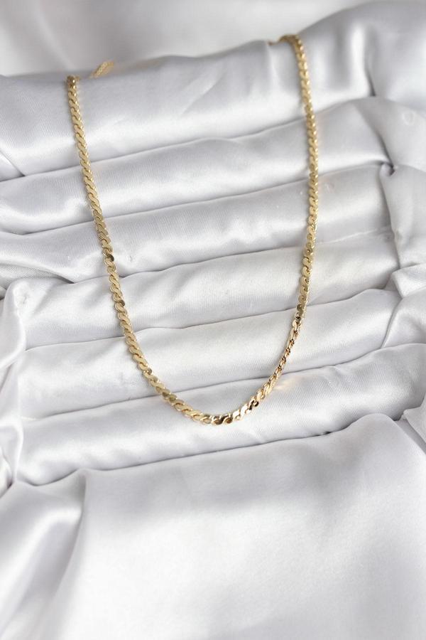 Zarif Boyunlar için Golden Pirinç Kaplı Ezme Yılan Zincir CM Kadın Kolye - Image 1