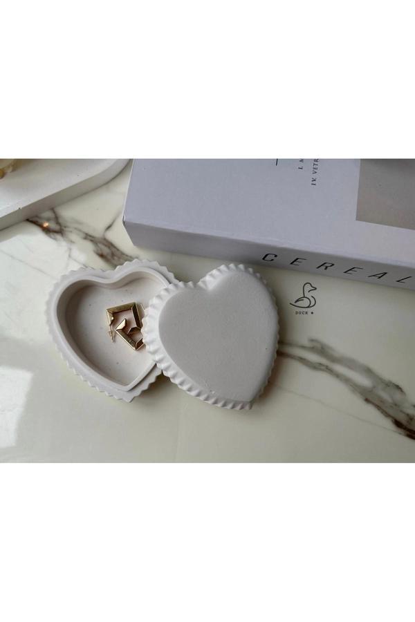 Kalp Görünümlü Taş Tozu Dekoratif Tabak/Kase - Image 1