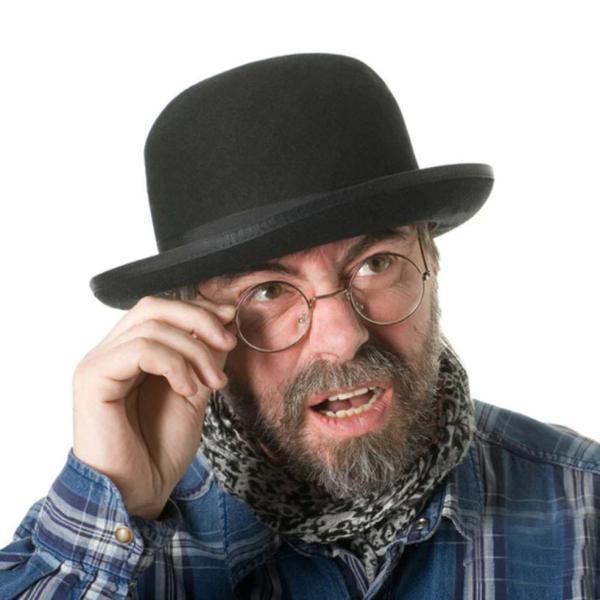 Siyah Renk Yetişkin Boy Retro Bowler Derby Şapkası 58 cm - Image 1