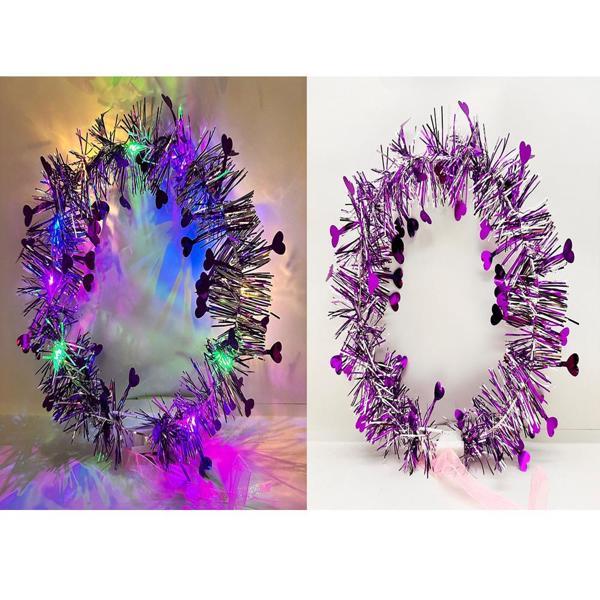 Kalp Püsküllü Gece Parıltısı 3 Modlu LED li Işıklı Taç Mor Renk - Image 1