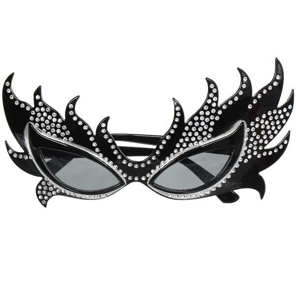 Taşlı Göz Kamaştıran Siyah Parti Alev Gözlük - Image 1