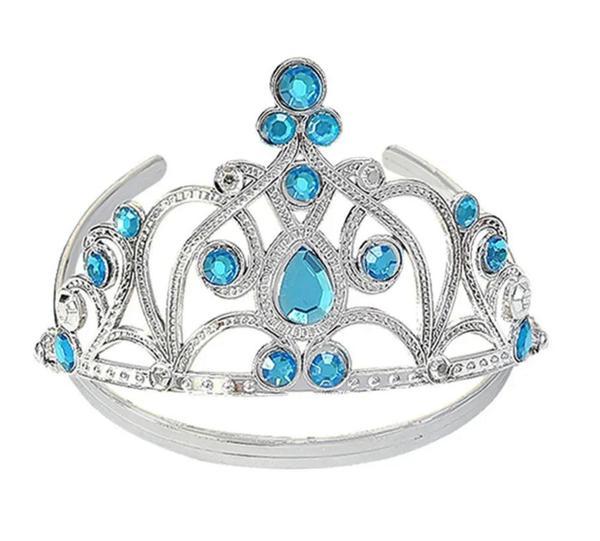 Mavi Taşlı Elsa Çocuk Tacı Prenses Tacı Kraliçe Tacı 16x14 cm - Image 1