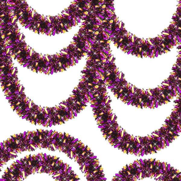 Mor Turuncu Renk 4 cm Genişlik Garland Çift Renk Sim Süs 180 cm - Image 1