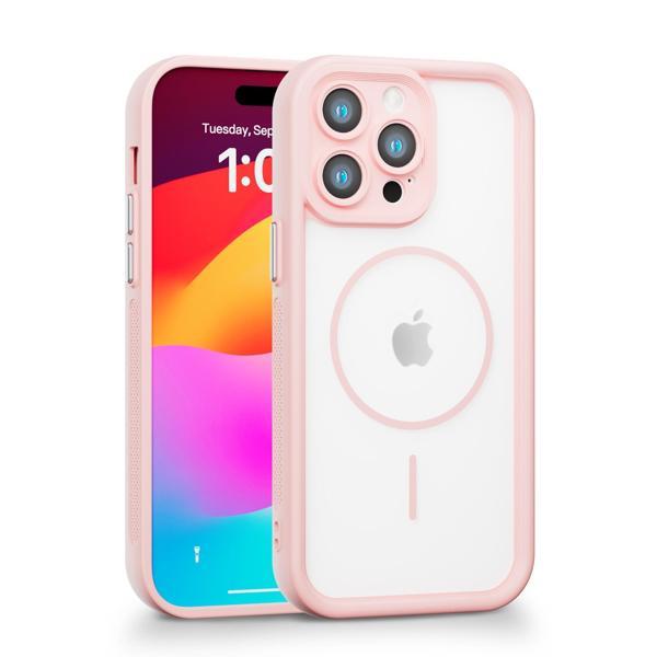 iPhone 14 Pro Max Uyumlu Kamera Korumalı Magsafe Wireless Şarj Özellikli Mat Silikon Pembe renkli Silikon Telefon Kılıfı - Image 1